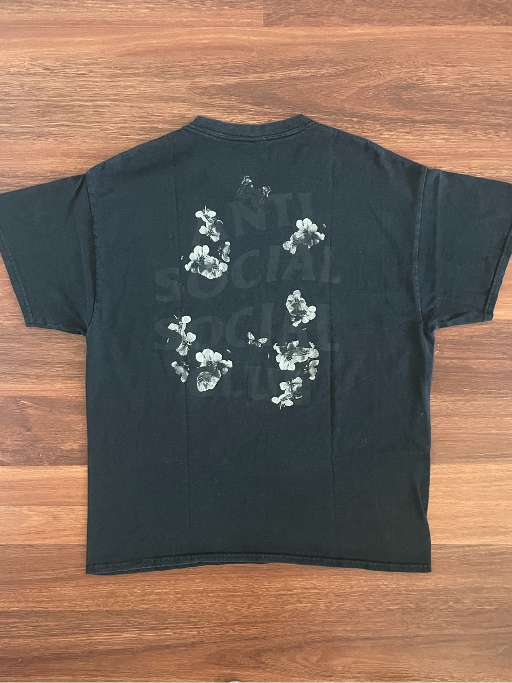Anti Social Social Club Black Floral Logo Tee
